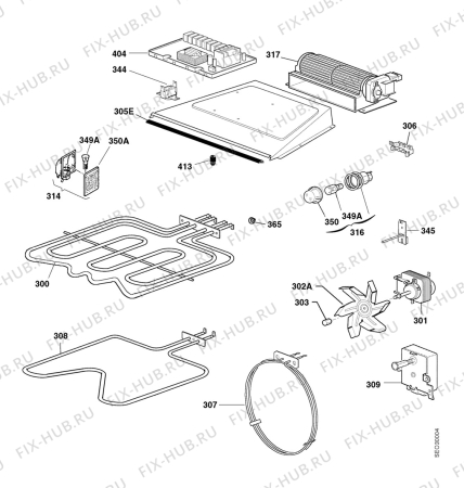 Взрыв-схема плиты (духовки) Husqvarna Electrolux QCB634W - Схема узла Functional parts